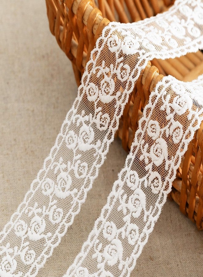 XFSAFDM White Lace Border, Lace Trim Ribbon, 5-Yard, 3.8cm Width Trims Delicate Crown Ribbons for Crafts Sewing and Bridal Wedding Dress Applique Decorations - Image 1